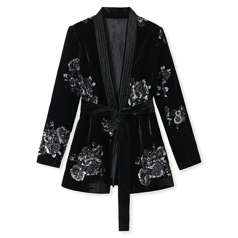 Yailla Versatile New Chinese Style Elegant Suit for Women Autumn/Winter New Arrival High-End Rose Embroidery Top Retro Jacket Vest and Skirt Niche Design Tang Coat Suit - Image 1